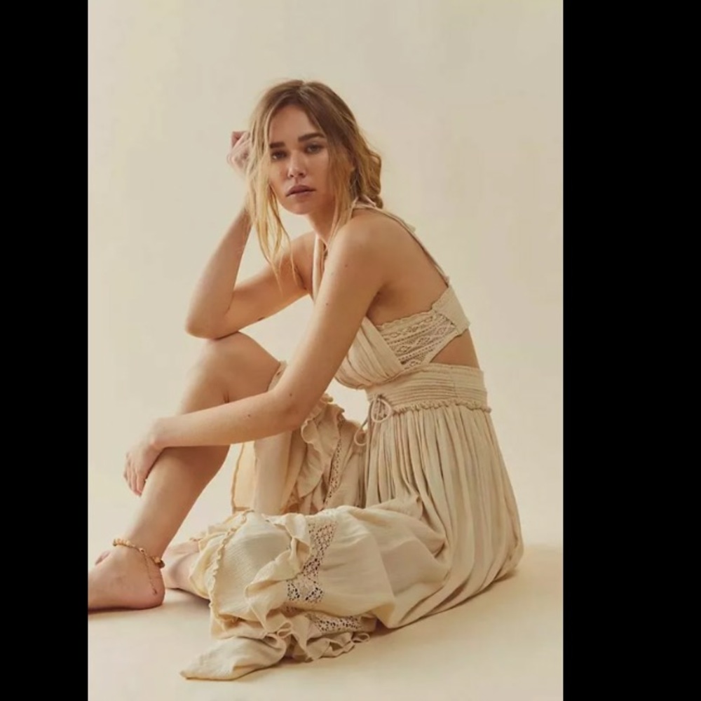 Free People Santa Maria Maxi Dress Ocean Pearl Size M